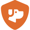 Orange shield with a black dog icon.