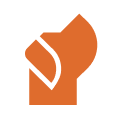 Orange abstract geometric shape icon.